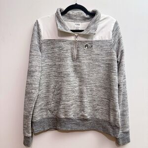 Pink Victoria's Secret Grey Pullover Long Sleeve Sweater 1/4 Zip Women's Large